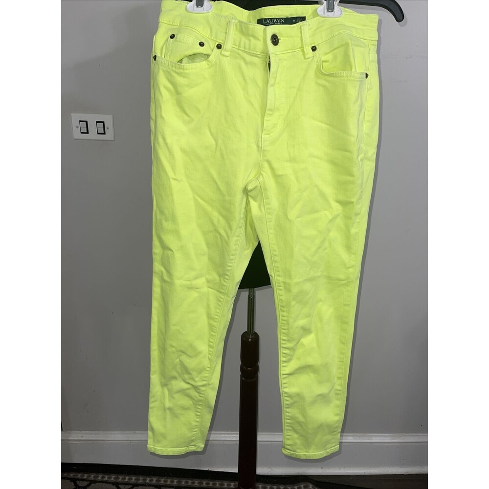 RALPH LAUREN  Neon womens premier skinny cropped denim  pants SIZE 8